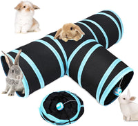 Thumbnail for Cat Tunnel - 3 Passages - Play Tunnel for Animals - Cat Tunnel with Play Ball - Cat Tunnel - Cat House - Cat Play Tunnel - Rabbit Tunnel - Crawl Tunnel - Cat Toys - Blue