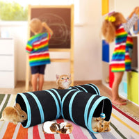 Thumbnail for Cat Tunnel - 3 Passages - Play Tunnel for Animals - Cat Tunnel with Play Ball - Cat Tunnel - Cat House - Cat Play Tunnel - Rabbit Tunnel - Crawl Tunnel - Cat Toys - Blue