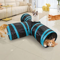Thumbnail for Cat Tunnel - 3 Passages - Play Tunnel for Animals - Cat Tunnel with Play Ball - Cat Tunnel - Cat House - Cat Play Tunnel - Rabbit Tunnel - Crawl Tunnel - Cat Toys - Blue