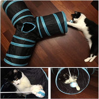 Thumbnail for Cat Tunnel - 3 Passages - Play Tunnel for Animals - Cat Tunnel with Play Ball - Cat Tunnel - Cat House - Cat Play Tunnel - Rabbit Tunnel - Crawl Tunnel - Cat Toys - Blue