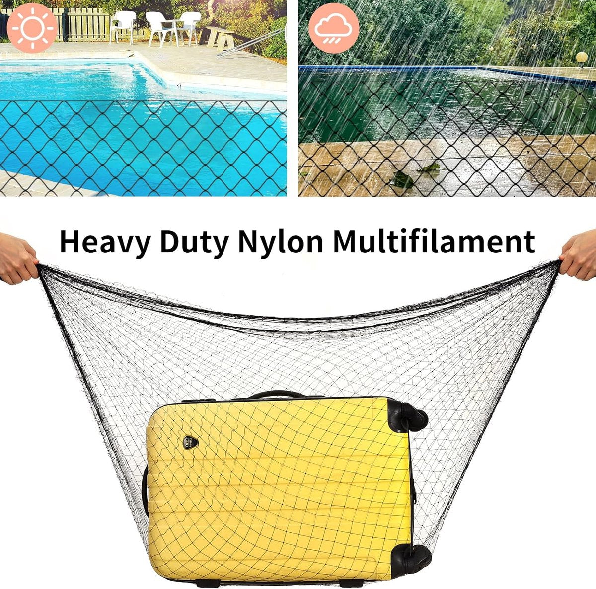Cat Net - 8*3 m - Cat Balcony Net - Cat Protection Net - Cat Mesh - fall protection net for cats - fall safety net - mesh balcony railing - dog fencing - fall protection net for pets - safety net - with accessories - black
