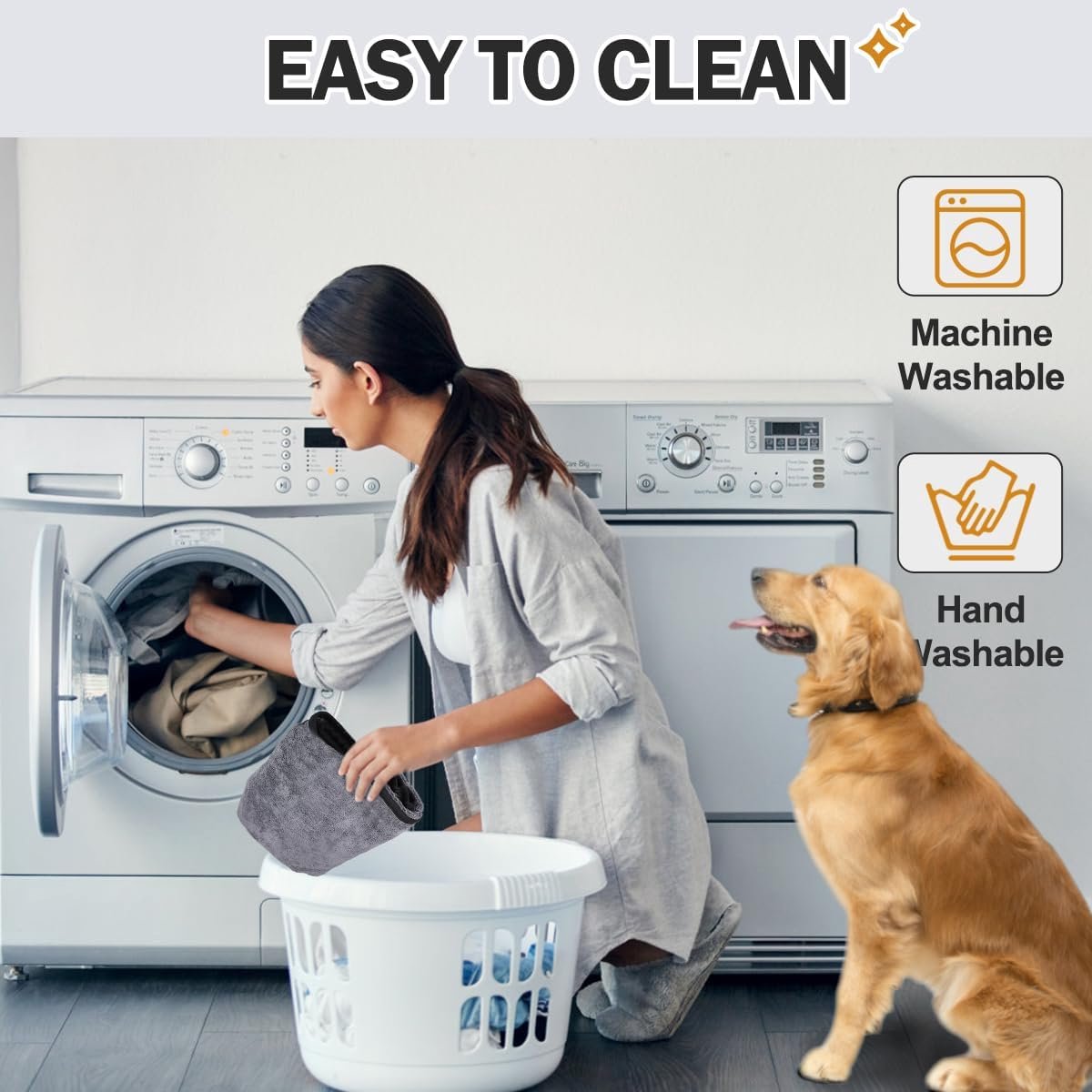 Dog bathrobe - Pet bath towel - Bathrobes for pets - Dog drying coat Bath towel - Dog towel - super absorbent dog towel - with Velcro - adjustable - for large, medium, small dogs - chest circumference 100 cm - grey - L
