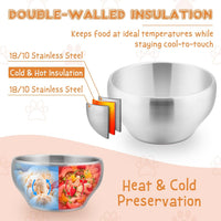 Thumbnail for Stainless Steel Bowls for Kids-6 Pack, 12OZ Double Walled Baby Toddler Bowls for Baby Food/Cereal/Snack, 18/10 Non-Toxic Metal & Unbreakable, Dishwasher Safe