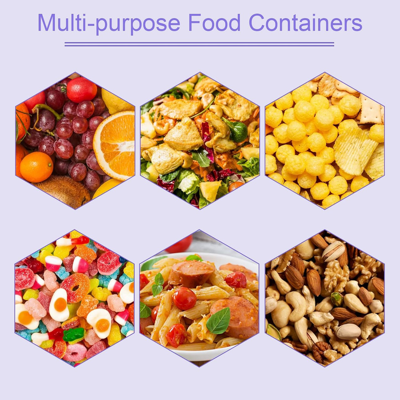 Snack Boxes with Compartments for Kids and Adults 4-Compartment Bento Lunch Boxes 4-Pack