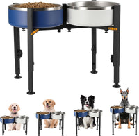 Thumbnail for Dog Food Bowl Holder - Metal Food Bowl Holder - Adjustable Dog Food Bowl Holder - Double Food Bowl Holder - Suitable for Large, Medium, and Small Dogs - Black (Dog Food Bowl Not Included)