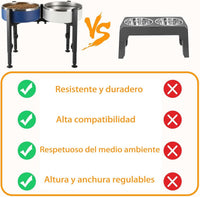 Thumbnail for Dog Food Bowl Holder - Metal Food Bowl Holder - Adjustable Dog Food Bowl Holder - Double Food Bowl Holder - Suitable for Large, Medium, and Small Dogs - Black (Dog Food Bowl Not Included)