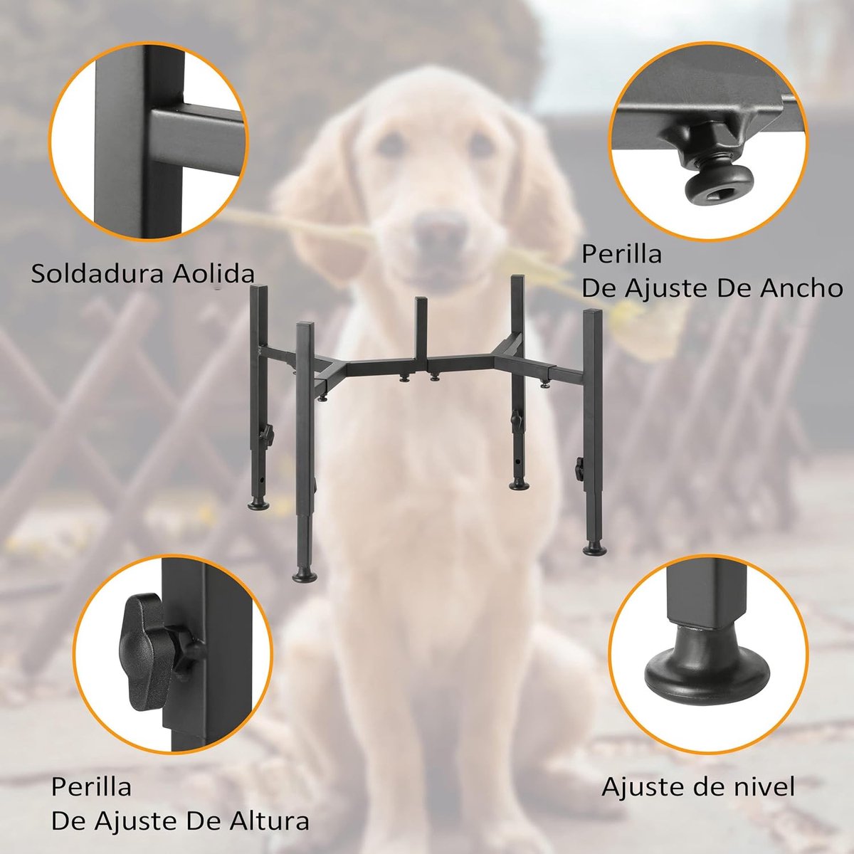 Dog Food Bowl Holder - Metal Food Bowl Holder - Adjustable Dog Food Bowl Holder - Double Food Bowl Holder - Suitable for Large, Medium, and Small Dogs - Black (Dog Food Bowl Not Included)