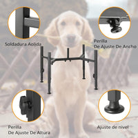Thumbnail for Dog Food Bowl Holder - Metal Food Bowl Holder - Adjustable Dog Food Bowl Holder - Double Food Bowl Holder - Suitable for Large, Medium, and Small Dogs - Black (Dog Food Bowl Not Included)