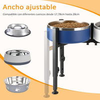 Thumbnail for Dog Food Bowl Holder - Metal Food Bowl Holder - Adjustable Dog Food Bowl Holder - Double Food Bowl Holder - Suitable for Large, Medium, and Small Dogs - Black (Dog Food Bowl Not Included)