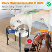 Thumbnail for Dog Food Bowl Holder - Metal Food Bowl Holder - Adjustable Dog Food Bowl Holder - Double Food Bowl Holder - Suitable for Large, Medium, and Small Dogs - Black (Dog Food Bowl Not Included)