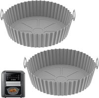 Thumbnail for Silicone Air Fryer Liners - Non-Stick, Greaseproof, Waterproof - Food Grade Silicone Baking Pans - Microwave Safe - 7.8 Inch - Pack of 2
