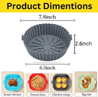 Thumbnail for Silicone Air Fryer Liners - Non-Stick, Greaseproof, Waterproof - Food Grade Silicone Baking Pans - Microwave Safe - 7.8 Inch - Pack of 2
