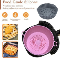 Thumbnail for Silicone Air Fryer Liners - Non-Stick, Greaseproof, Waterproof - Food Grade Silicone Baking Pans - Microwave Safe - 7.8 Inch - Pack of 2