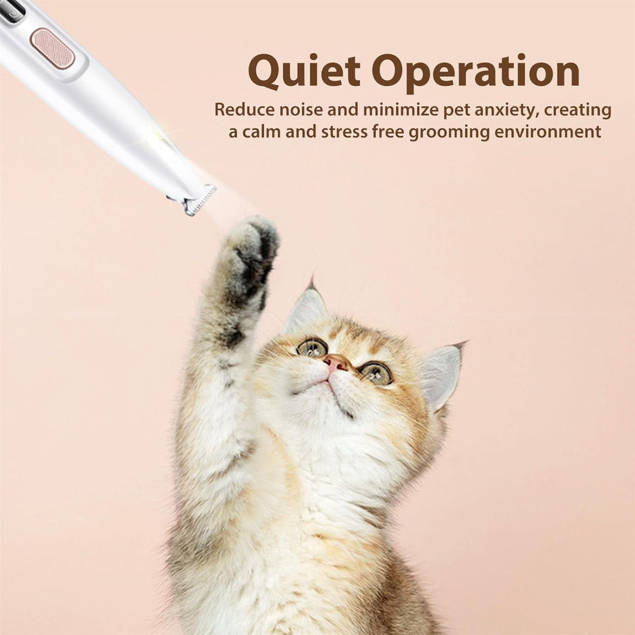 Belvedere Cat Grooming Trimmer - Rechargeable Low Noise Clipper with LED Light, Waterproof & Precision for Sensitive Areas 1set