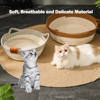 Thumbnail for Stimulicat Cat Bed Rope Cotton, Stimuli cat Basket Bed, Cotton Rope Woven Round Cat Beds Basket with Built-in Teasing Ball, Handwoven Foldable Scratchable for Small & Large pet Green