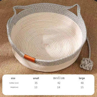 Thumbnail for Stimulicat Cat Bed Rope Cotton, Stimuli cat Basket Bed, Cotton Rope Woven Round Cat Beds Basket with Built-in Teasing Ball, Handwoven Foldable Scratchable for Small & Large pet Green