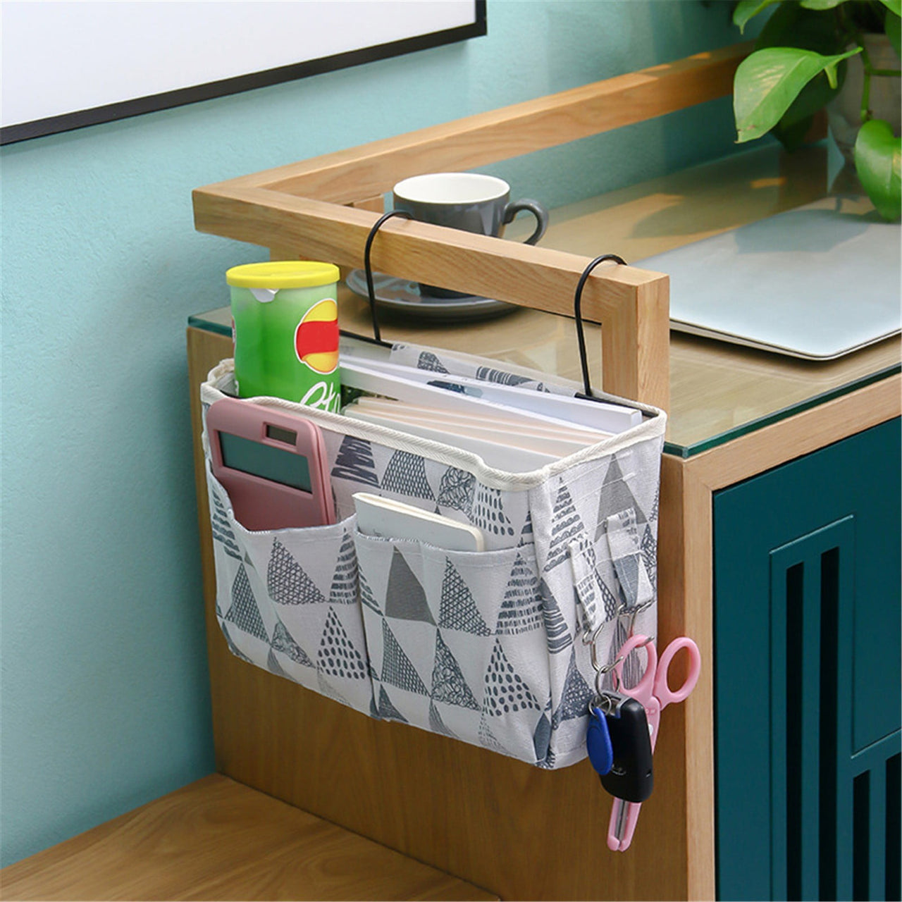 Jierger Bedside Caddy Hanging Bed Organizer Storage Bag Pocket for Bunk and Hospital Beds, College Dorm Rooms Baby Bed Rails, Camp 4 Pockets One Size B