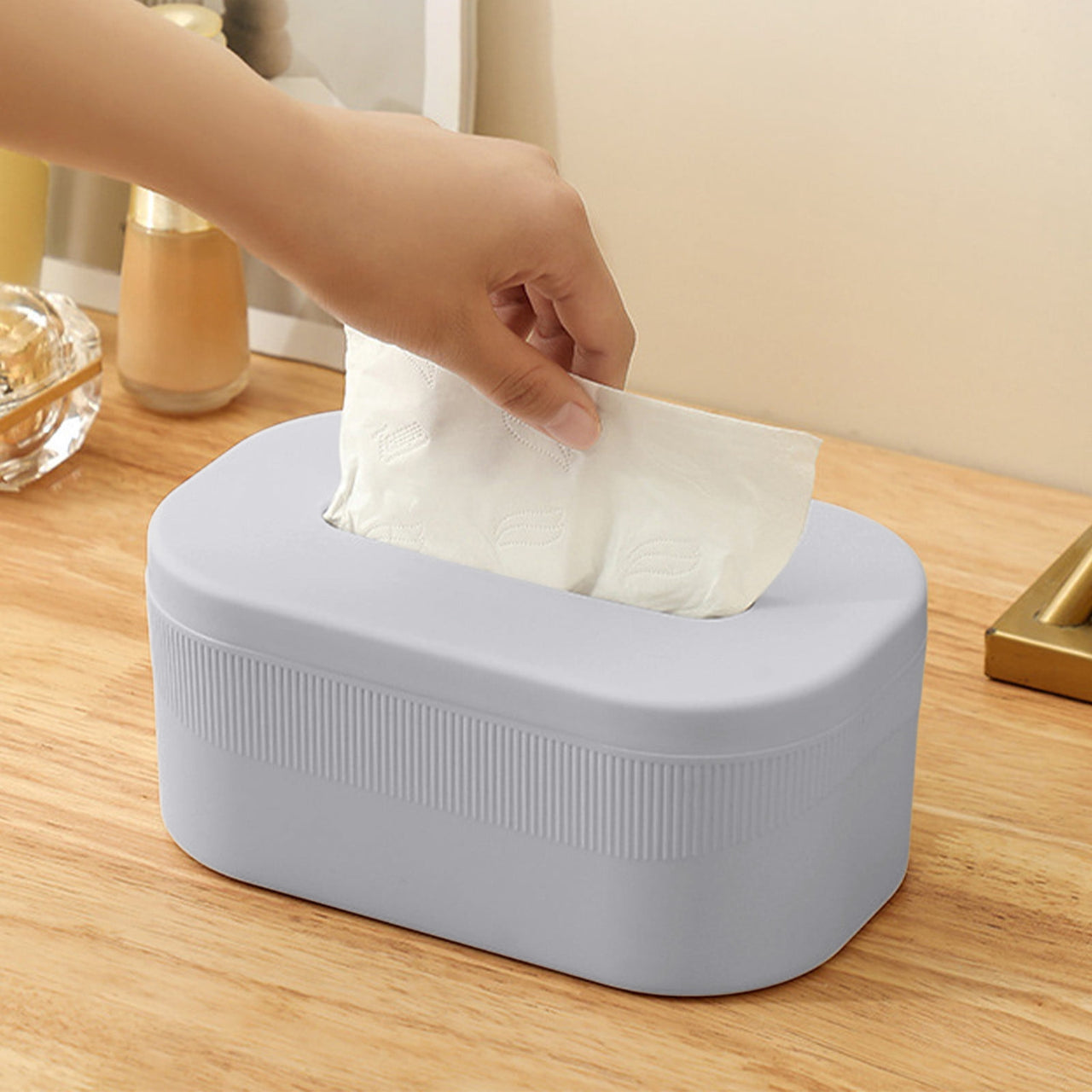 PALIFEUR Tissue Box Cover Rectangle, Extremely Austere Napkin Facial Tissue Holder, Convenience Kleenex Box Covers for Bathroom Toilet Bedroom Living Room Table Desk Office #1_Gray