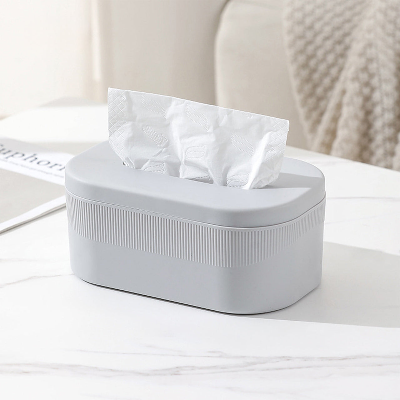 PALIFEUR Tissue Box Cover Rectangle, Extremely Austere Napkin Facial Tissue Holder, Convenience Kleenex Box Covers for Bathroom Toilet Bedroom Living Room Table Desk Office #1_Gray