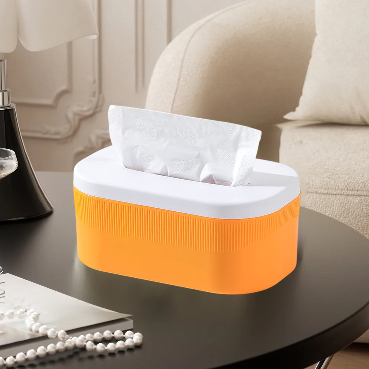 PALIFEUR Tissue Box Cover Rectangle, Extremely Austere Napkin Facial Tissue Holder, Convenience Kleenex Box Covers for Bathroom Toilet Bedroom Living Room Table Desk Office #1_Orange