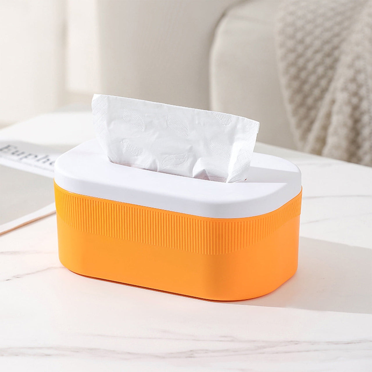 PALIFEUR Tissue Box Cover Rectangle, Extremely Austere Napkin Facial Tissue Holder, Convenience Kleenex Box Covers for Bathroom Toilet Bedroom Living Room Table Desk Office #1_Orange