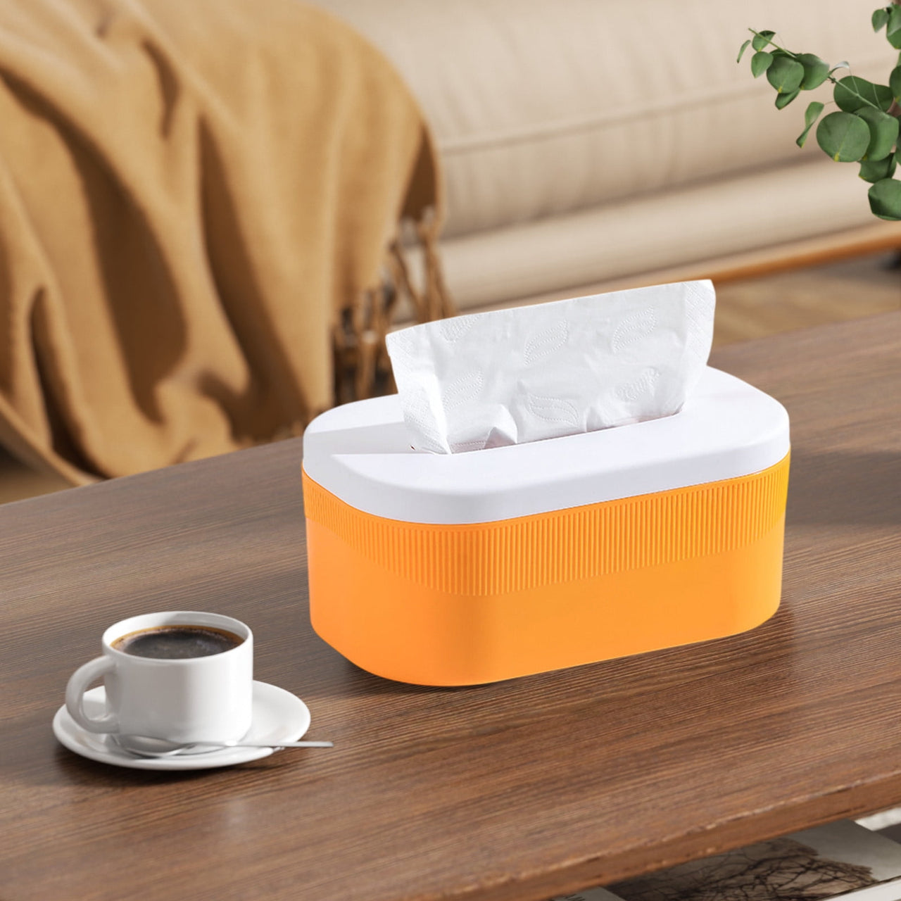 PALIFEUR Tissue Box Cover Rectangle, Extremely Austere Napkin Facial Tissue Holder, Convenience Kleenex Box Covers for Bathroom Toilet Bedroom Living Room Table Desk Office #1_Orange