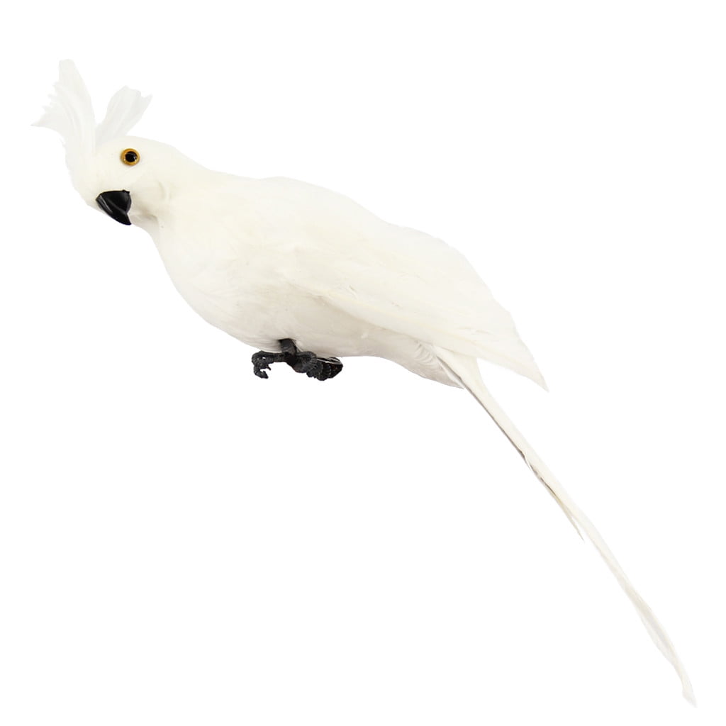 PALIFEUR Fake Parrot, 10 x 0.4 Inch Realistic Artificial Birds Model, Fade Birds for Garden Patio Yard Lawns Tropical Tree Wall, Decorative Birds White