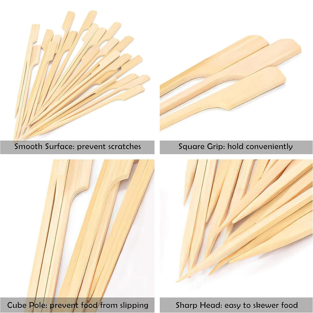 0.15lb Once for All Safe Food-Grade Items: Skewer! Skewers 100Pcs Food Toothpicks Wide Flat Wood Picks for Cocktail Fruit, Daily Home Products Kitchen Essentials Beige