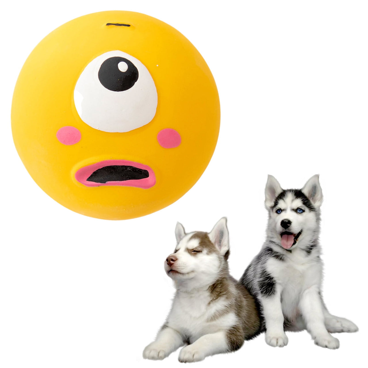 LGCASL 2.17" Squeaky Dog Toys Funny Chewing Latex Rubber Soft Fetch Play Interactive Squeaky Dog Balls for Puppy Small Medium Pet Dog （Pink One Size） Yellow