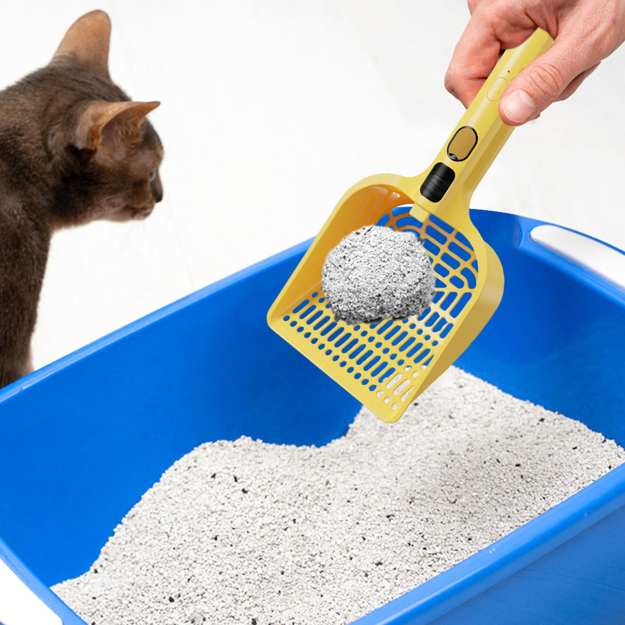 LGCASL Rechargeable Spray Deodorizing Cat Litter Scoop, Large Sized Rechargeable Spray Litter for Home Use Litter Scooping Tool, White Yellow