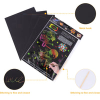 Thumbnail for Ortofally 2 Pack of 10pcs Scratch Paper Scratching Drawing Paper Black Scratch Crafts Notes Boards Scratch Supplies 30X21cm Black