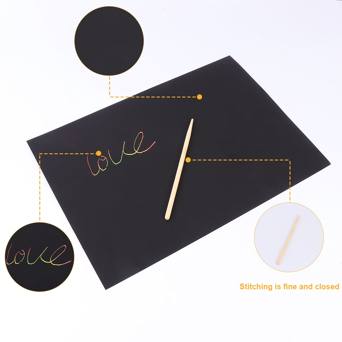 Ortofally 2 Pack of 10pcs Scratch Paper Scratching Drawing Paper Black Scratch Crafts Notes Boards Scratch Supplies 30X21cm Black