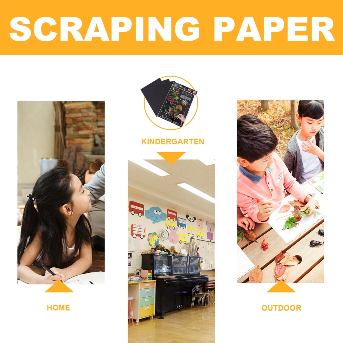 Ortofally 2 Pack of 10pcs Scratch Paper Scratching Drawing Paper Black Scratch Crafts Notes Boards Scratch Supplies 30X21cm Black