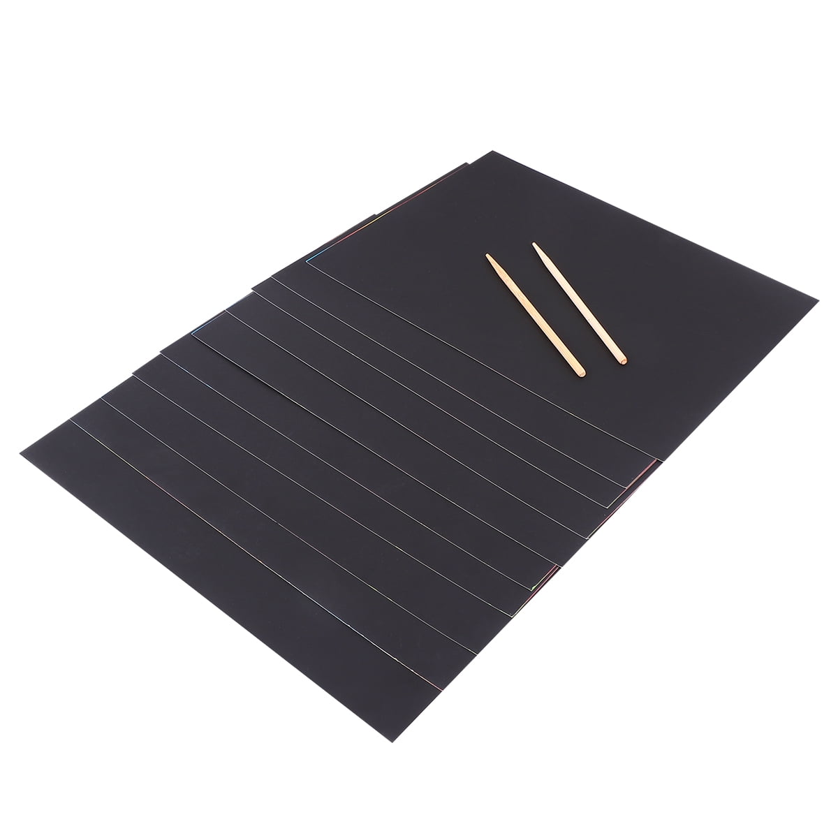 Ortofally 2 Pack of 10pcs Scratch Paper Scratching Drawing Paper Black Scratch Crafts Notes Boards Scratch Supplies 30X21cm Black