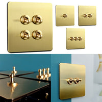 Thumbnail for Toggle Light Rocker Switch 1/2 Way Retro Brass Plate Lever 86 Type Toggle Switch 1 Gang Smile Home 2 Gang