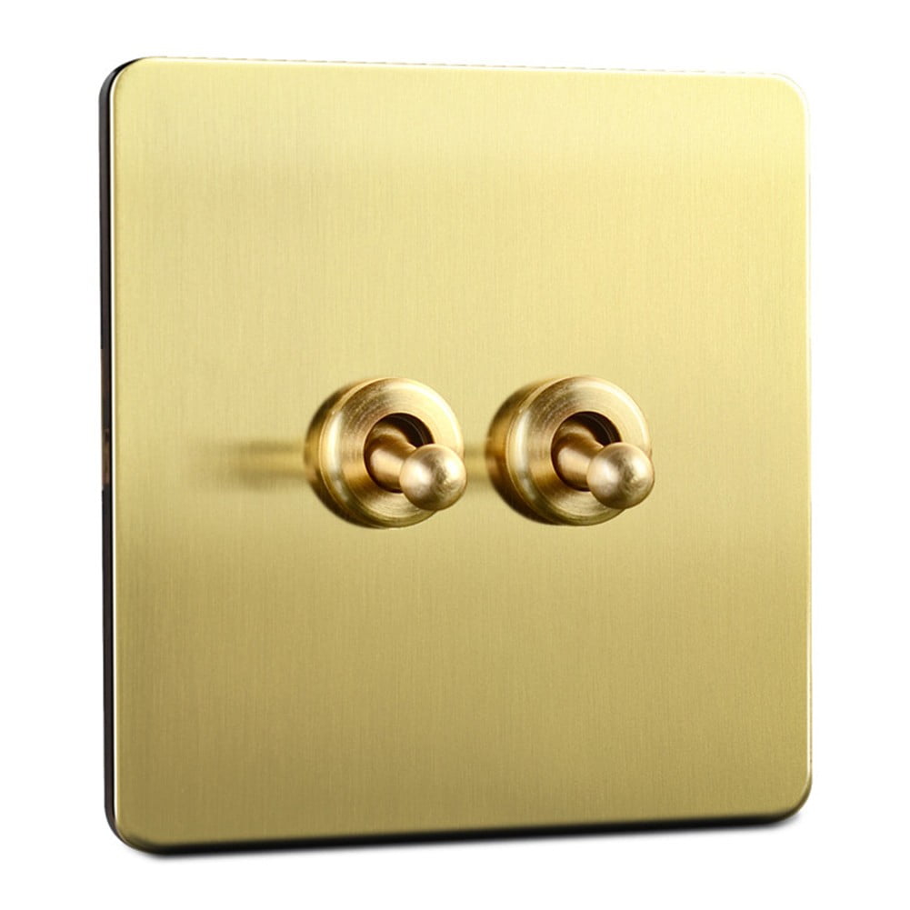 Toggle Light Rocker Switch 1/2 Way Retro Brass Plate Lever 86 Type Toggle Switch 1 Gang Smile Home 2 Gang