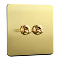 Thumbnail for Toggle Light Rocker Switch 1/2 Way Retro Brass Plate Lever 86 Type Toggle Switch 1 Gang Smile Home 2 Gang