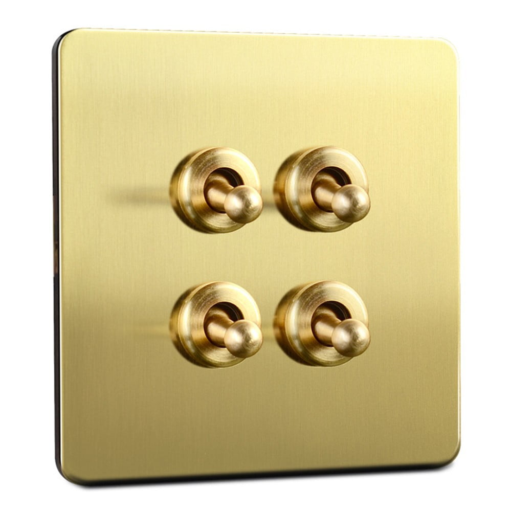 Toggle Light Rocker Switch 1/2 Way Retro Brass Plate Lever 86 Type Toggle Switch 1 Gang Smile Home 4 Gang