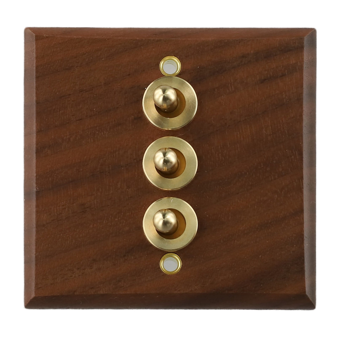 Toggle Light Rocker Switch 1/2 Way Retro Walnut Wood Plate Brass Lever 1 Gang Smile Home 3 Gang