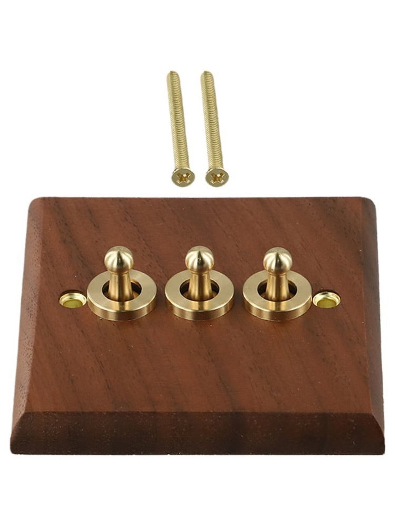 Toggle Light Rocker Switch 1/2 Way Retro Walnut Wood Plate Brass Lever 1 Gang Smile Home 3 Gang