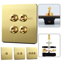 Thumbnail for Toggle Light Rocker Switch 1/2 Way Retro Brass Plate Lever 86 Type Toggle Switch 3 Gang Smile Home