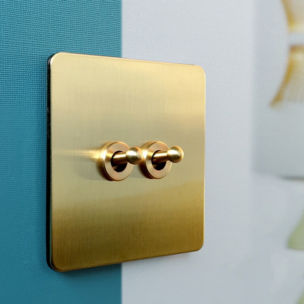 Toggle Light Rocker Switch 1/2 Way Retro Brass Plate Lever 86 Type Toggle Switch 3 Gang Smile Home