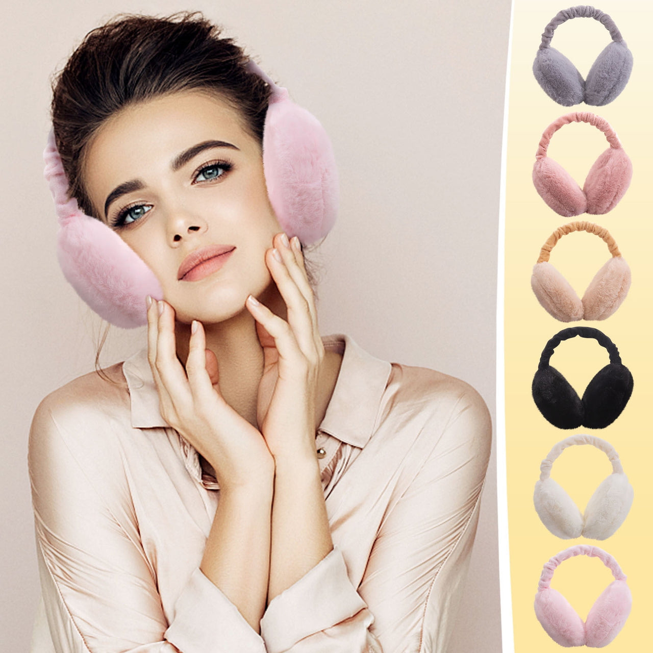 Women Ear Muffs Winter Girls White Earmuffs Fuzzy Kids Black Ear Muff Cute Fluffy Ear Warmers Foldable Ear Covers Boy Winter Thickened Earmuffs Foldable Hamburg Earmuffs Warm Earmuffs White