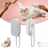Thumbnail for Pet Spray Massage Comb with Steam - 3-in-1 Steam Grooming Brush for Cats & Dogs, Pet Hair Removal, Massage & Cleaning Spray Comb, Ergonomic & Portable, Compact & Easy to Clean,for Bathing & Grooming White