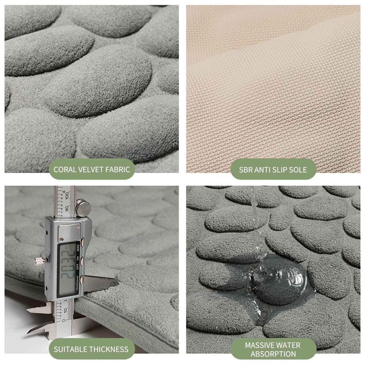 40 x 24 Inch Cotton Bathroom Floor Mat - Super Soft, Water Absorbent, Non-Slip, Machine Washable, Ideal for Bathroom, Bedroom, and Kitchen Black