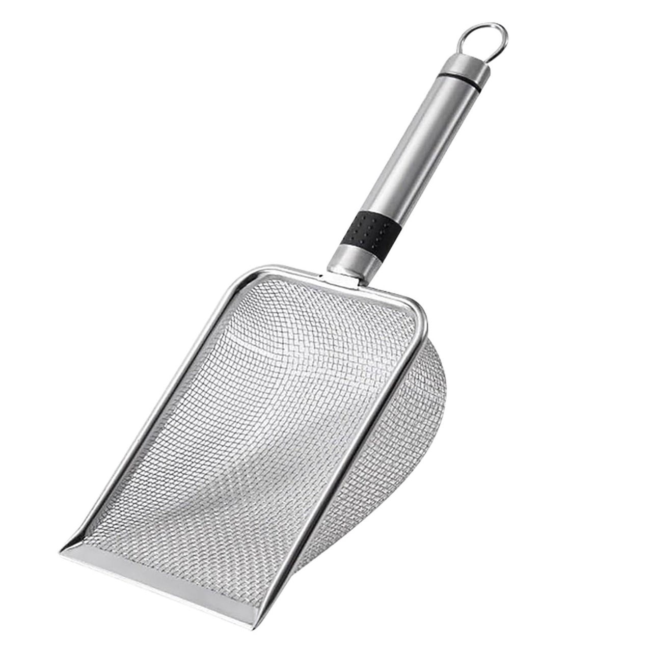 Stainless Steel Cat Litter Shovel - Mesh Shovel with Small Holes, Fine Mesh Sand Scoop for Litter Box Cleaning, Feces Screening Shovel, 10cm Deep for Easy Waste Separation, Comfortable Handle