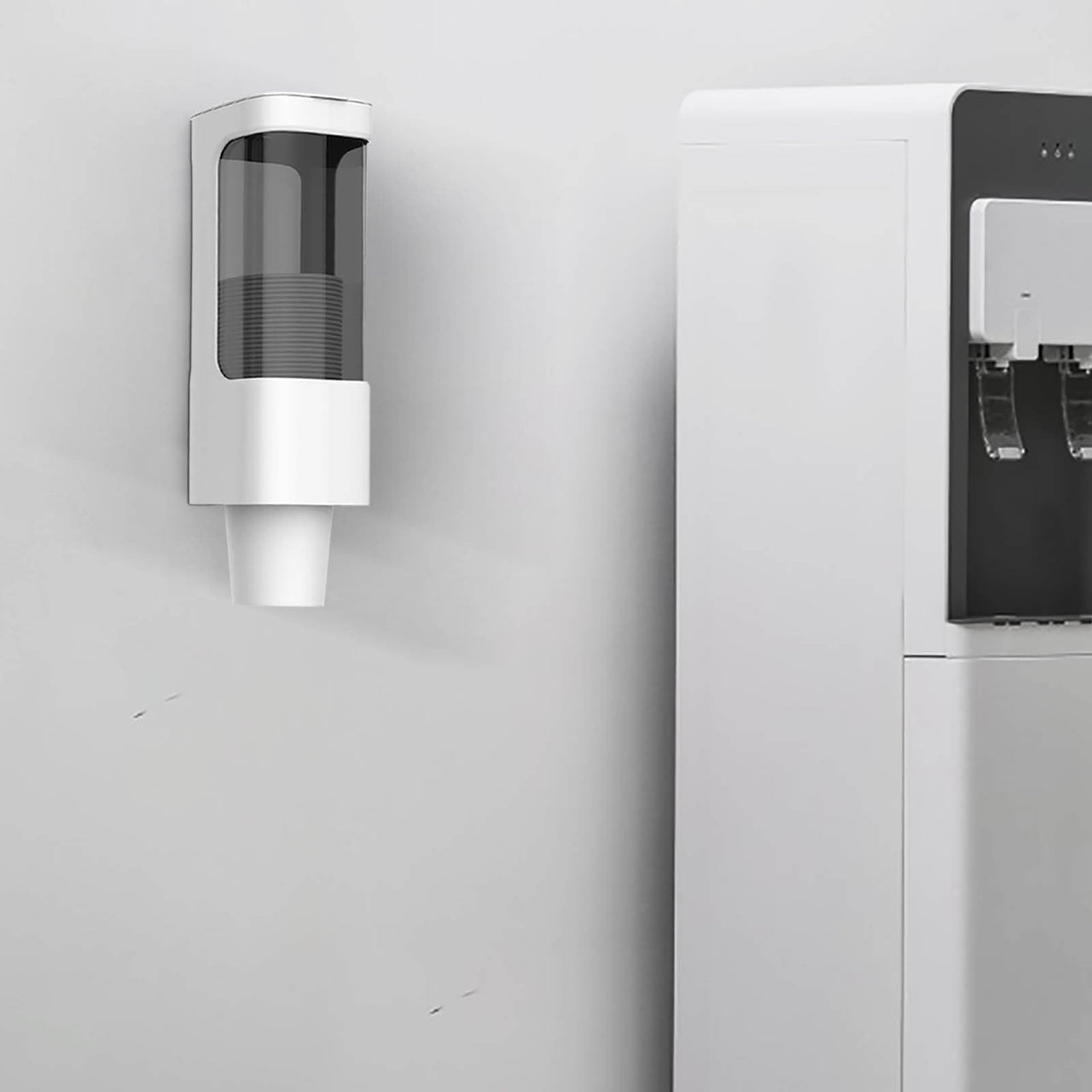 Cup Dispenser,Fit 3oz-6oz Small Cups, Pull Type Water Cup Holder Wall Mount Paper Cup with Paste for Home Office School,Wall Mount Bathroom Disposable Mouthwash Cups Dispenser for Home Office Clear