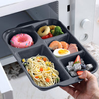Thumbnail for Unbreakable Divided Reusable Plastic Lunch Tray with 6 Compartments, Large Portion Control Plate for Adults, Microwave & Dishwasher Safe for Daily Meals Gray