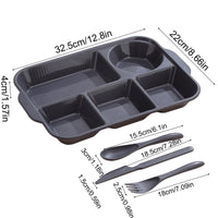 Thumbnail for Unbreakable Divided Reusable Plastic Lunch Tray with 6 Compartments, Large Portion Control Plate for Adults, Microwave & Dishwasher Safe for Daily Meals Gray