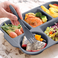 Thumbnail for Unbreakable Divided Reusable Plastic Lunch Tray with 6 Compartments, Large Portion Control Plate for Adults, Microwave & Dishwasher Safe for Daily Meals Gray